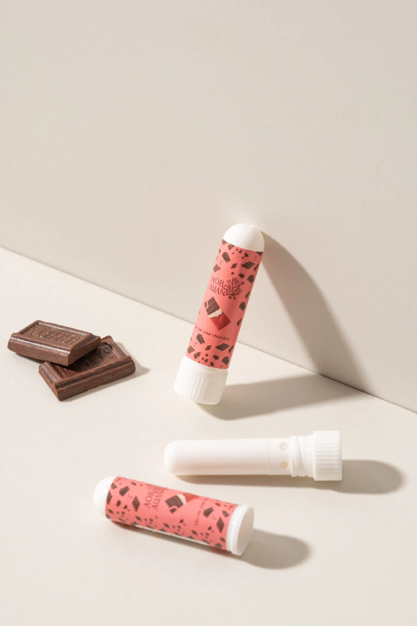 Give Me Your Chocolate herbal inhaler by Aobauan Herb, with its illustrated label