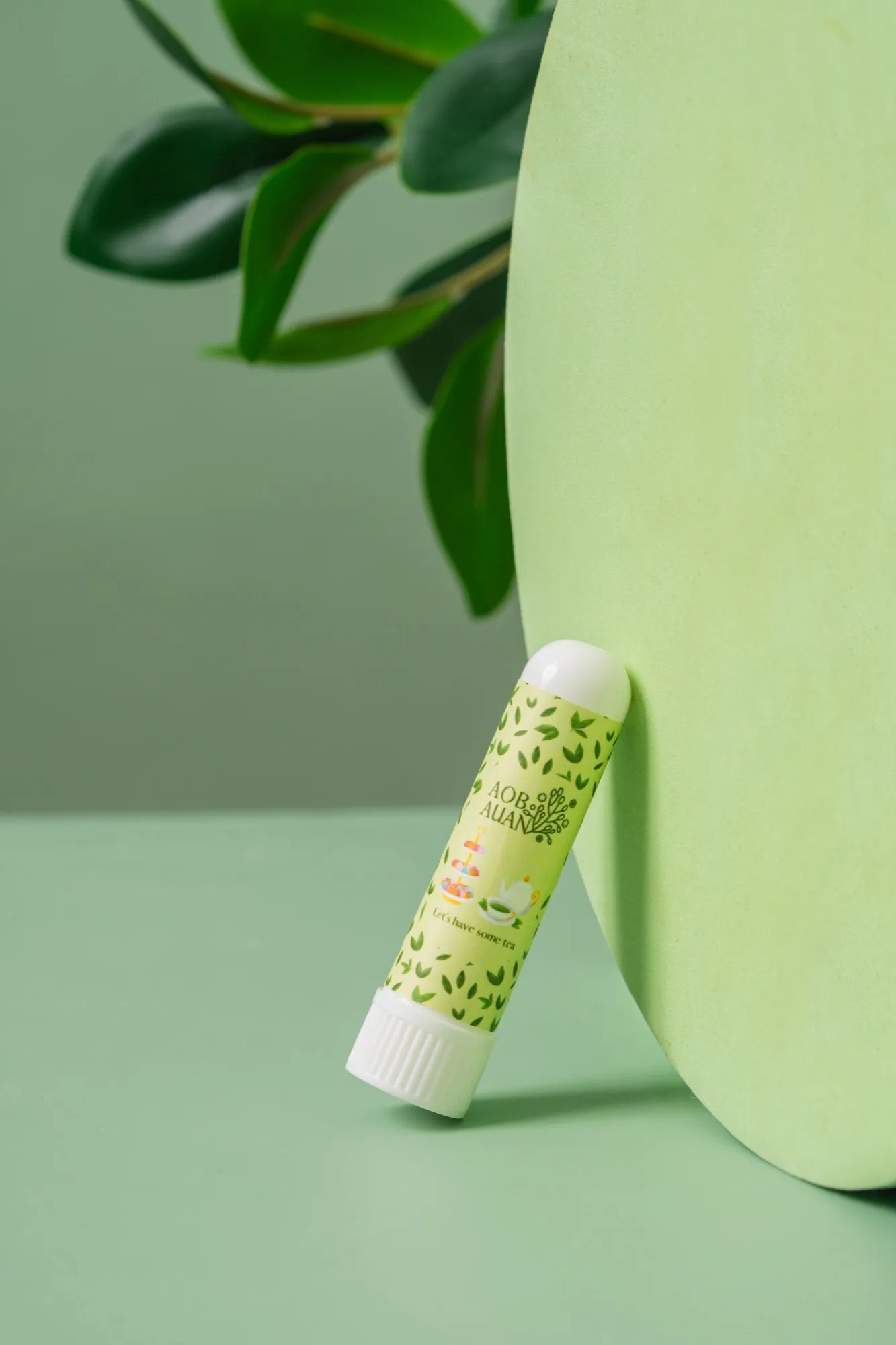 Let's Have Some Tea herbal inhaler by Aobauan Herb, with its illustrated label